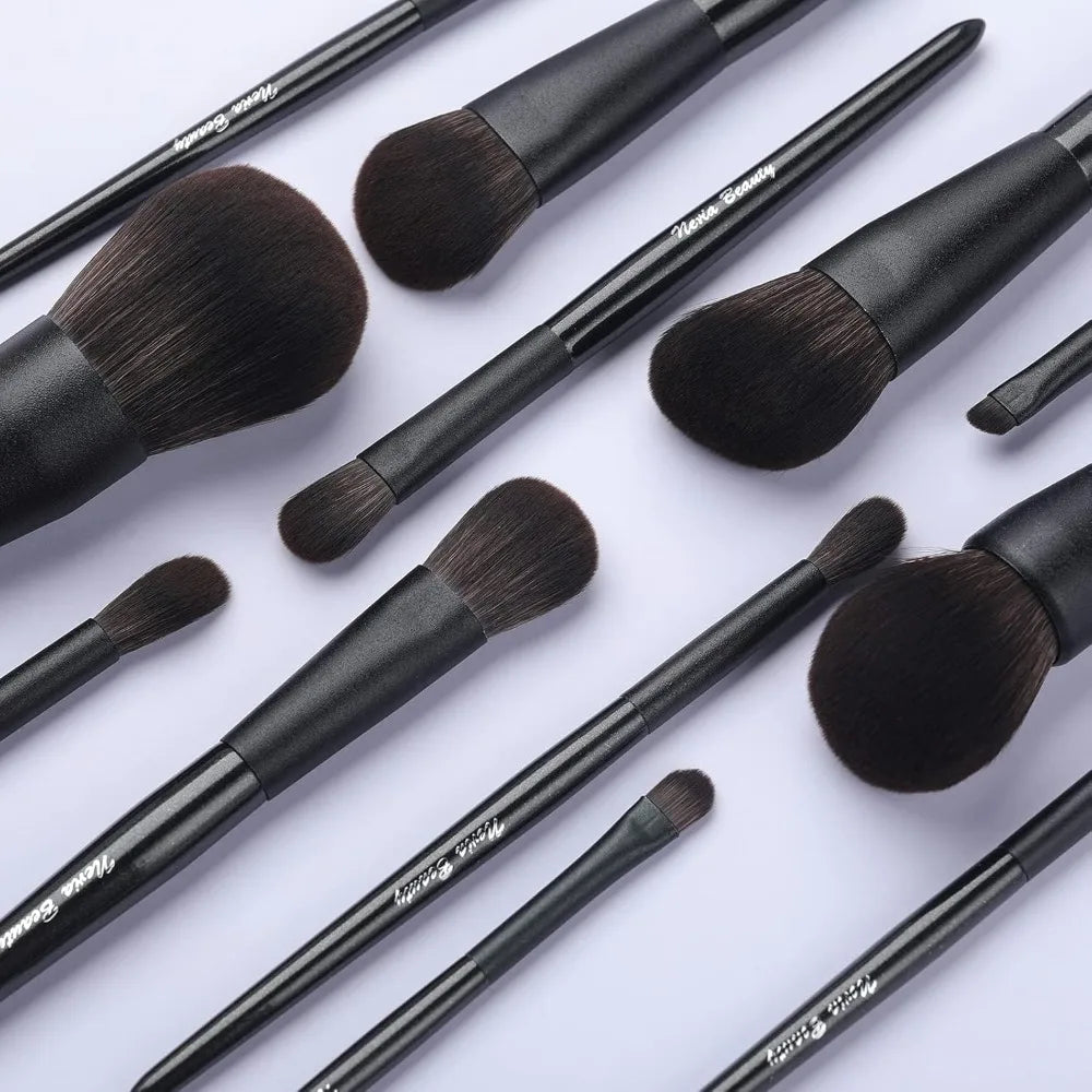 Makeup Brush Sets, 12 PCS Wood Handle Soft Synthetic Fiber Hair Makeup Set,Premium Synthetic Foundation Blending Blush Concealer