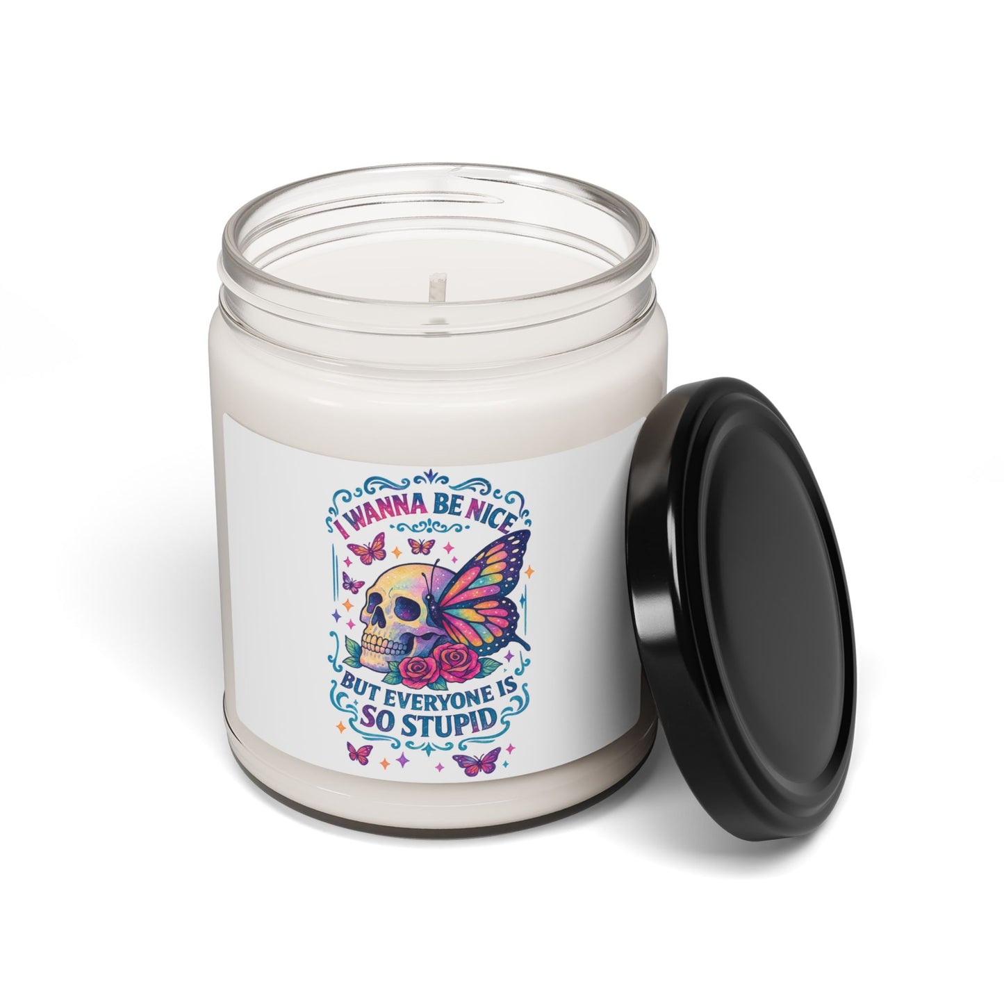 Scented Soy Candle, Quirky Skull and Butterfly Candle for Home Decor, Unique Gift, Calm Atmosphere, Birthday, Housewarming