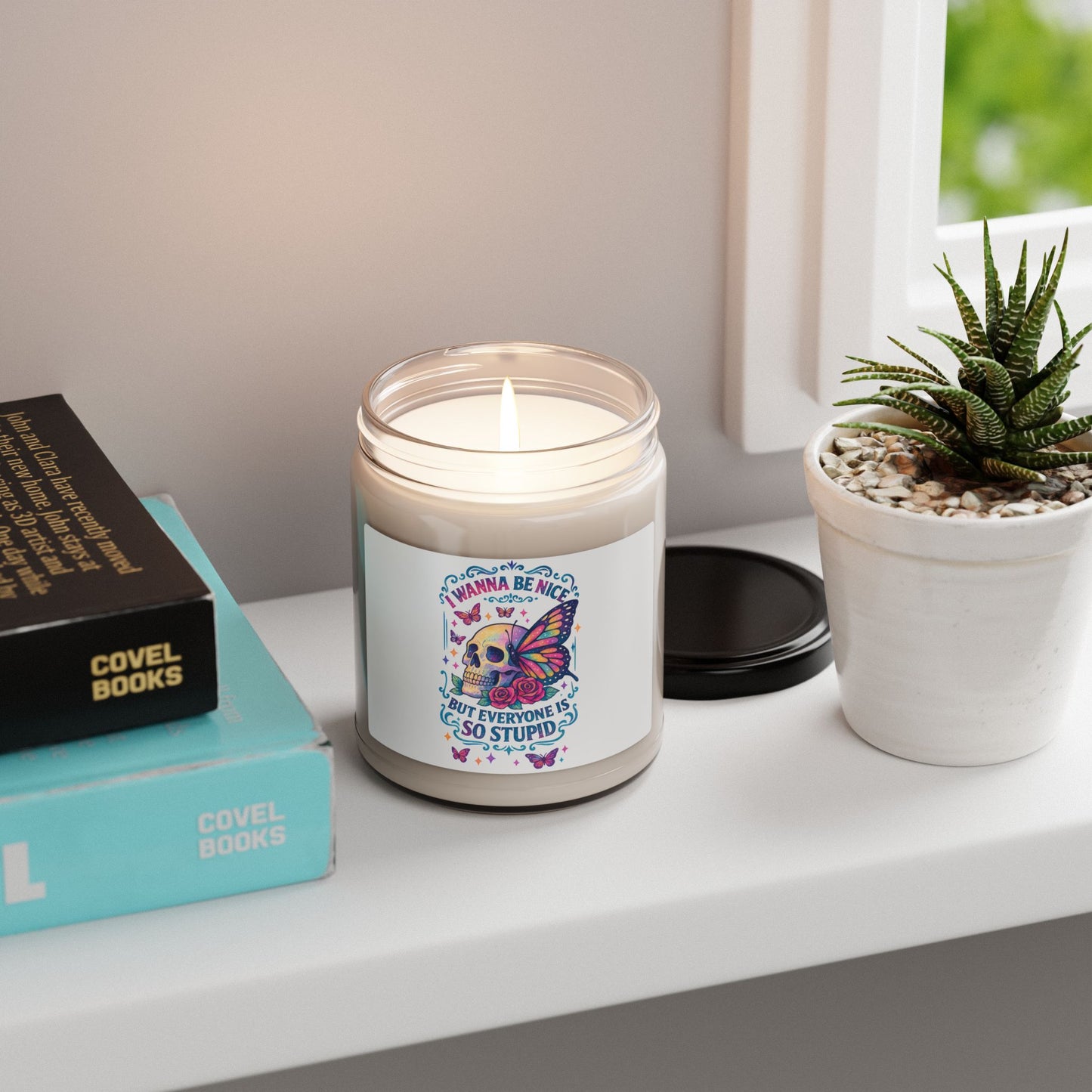Scented Soy Candle, Quirky Skull and Butterfly Candle for Home Decor, Unique Gift, Calm Atmosphere, Birthday, Housewarming