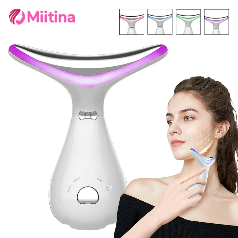 Neck Face Beauty Device Vibration Massage 4 Color Face Lifting for Face and Neck Personal Ccare Skindion Home Use Beauty Device