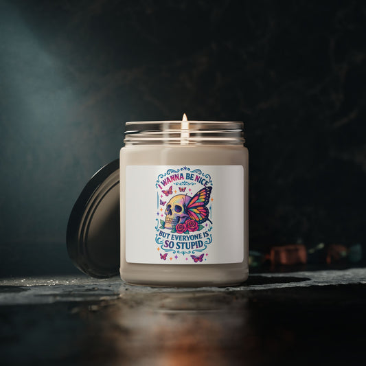 Scented Soy Candle, Quirky Skull and Butterfly Candle for Home Decor, Unique Gift, Calm Atmosphere, Birthday, Housewarming