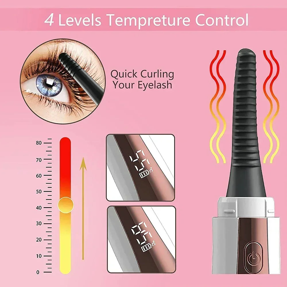 Electric Eyelash Curler Ironing Curler Rechargeable Electric Eye Lash Perm Eyelashes Clip Portable Makeup Care Long-lasting Curl