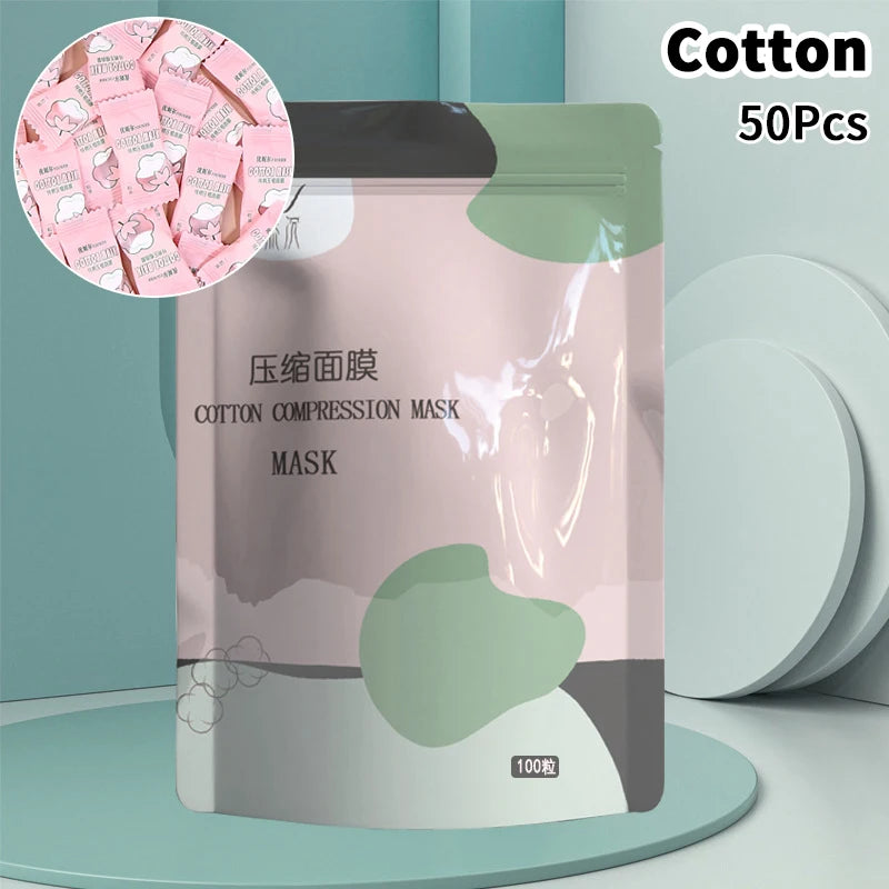 Candy Disposable Compressed Facial Mask 20/50/100Pcs Face Mask Facial Towel Coin Wrapped Tissues Paper Skin Care Silk/Cotton