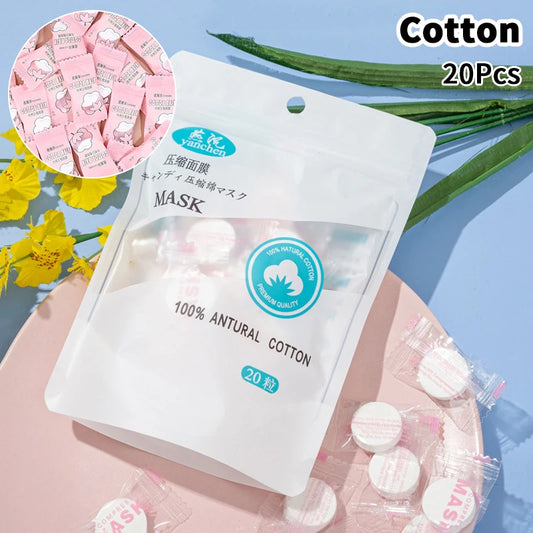 Candy Disposable Compressed Facial Mask 20/50/100Pcs Face Mask Facial Towel Coin Wrapped Tissues Paper Skin Care Silk/Cotton